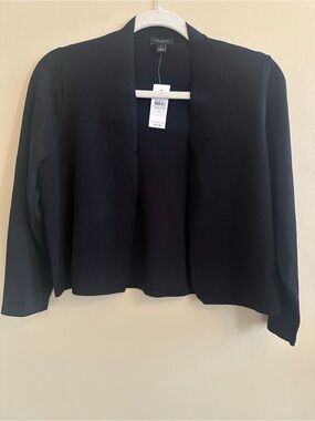 Ann Taylor Cropped Black Open-Front Cardigan Size Medium